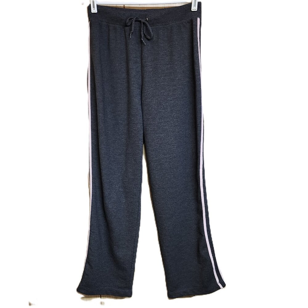 Silver Wear Joggers Sweatpants Black Pink Stripe Size L EUC